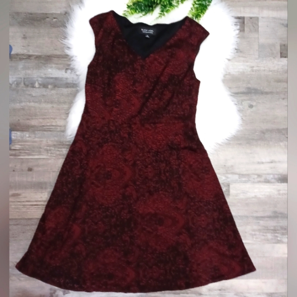 Black Label Red and Black Lace Dress Size 12